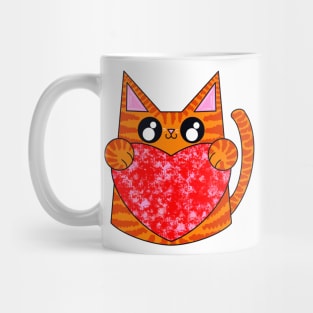 Bob The Orange Pattern Cat With Valentines Heart Mug